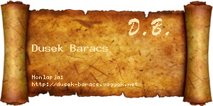 Dusek Baracs névjegykártya